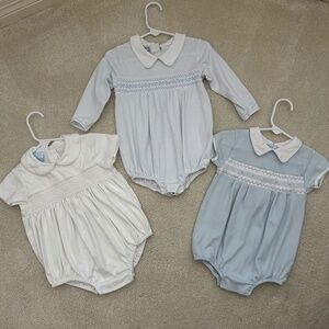 Three smocked baby bubble rompers 24m Magnolia Baby & Petite Bebe